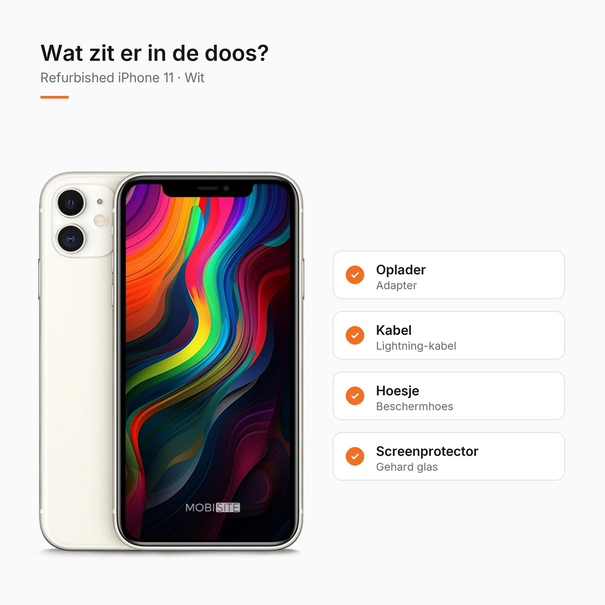 Refurbished iPhone 11 Wit, wat zit er in de doos