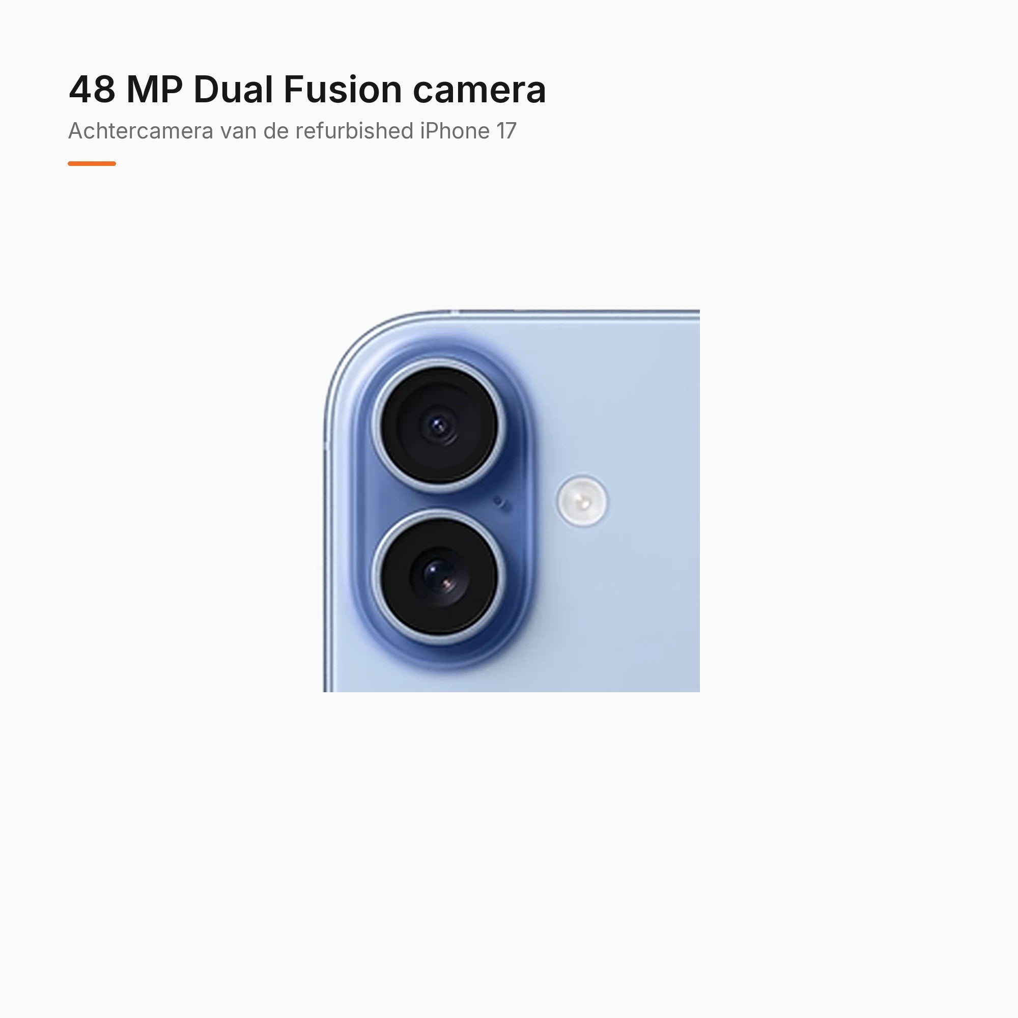 Refurbished iPhone 17 Nevelblauw, achtercamera