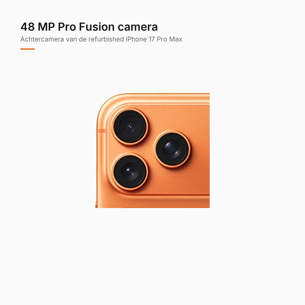 Refurbished iPhone 17 Pro Max Oranje, achtercamera
