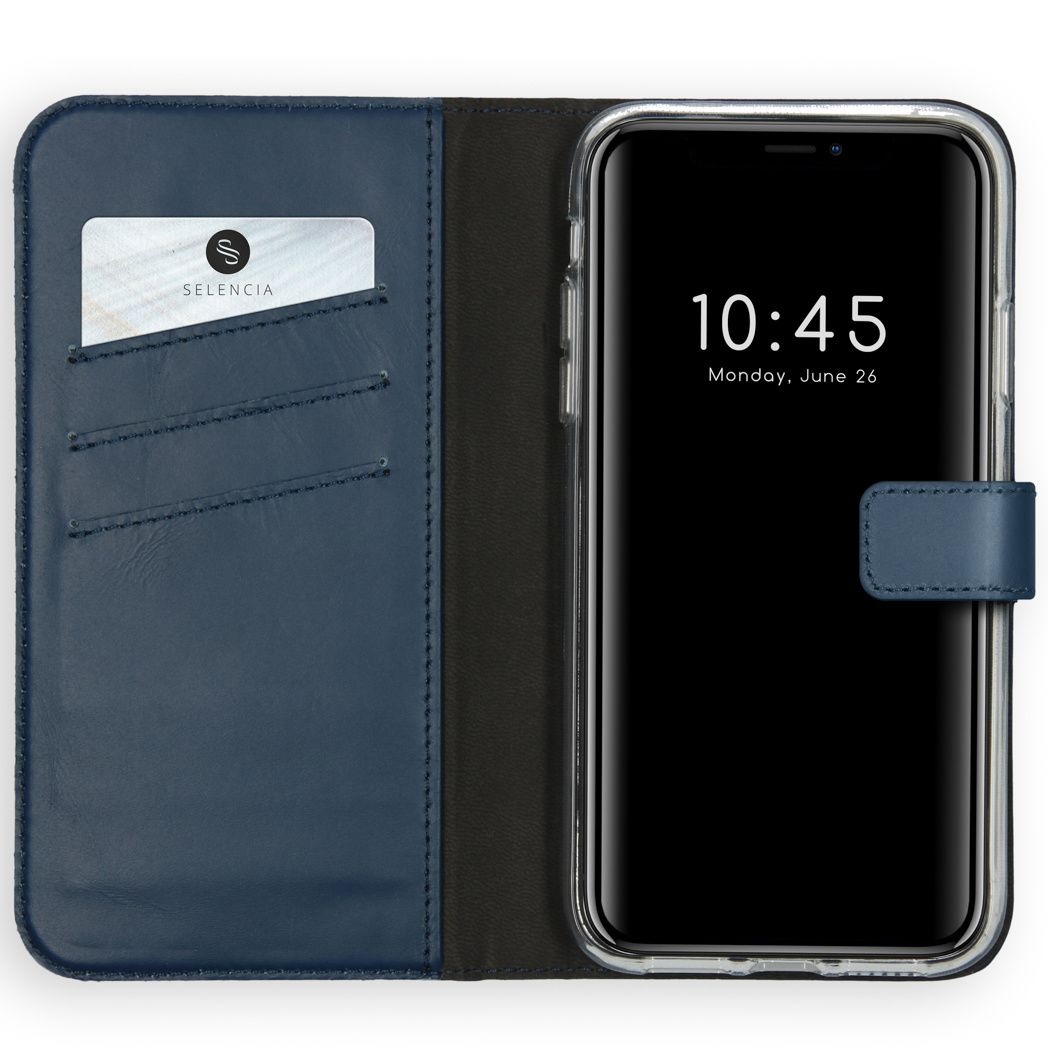 Echt Lederen Bookcase voor de iPhone 11 Pro Max - Blauw