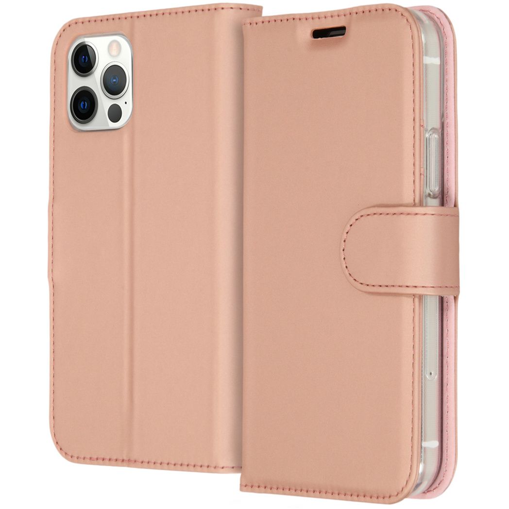 Wallet Softcase Bookcase voor de iPhone 12 (Pro) - Rosé Goud