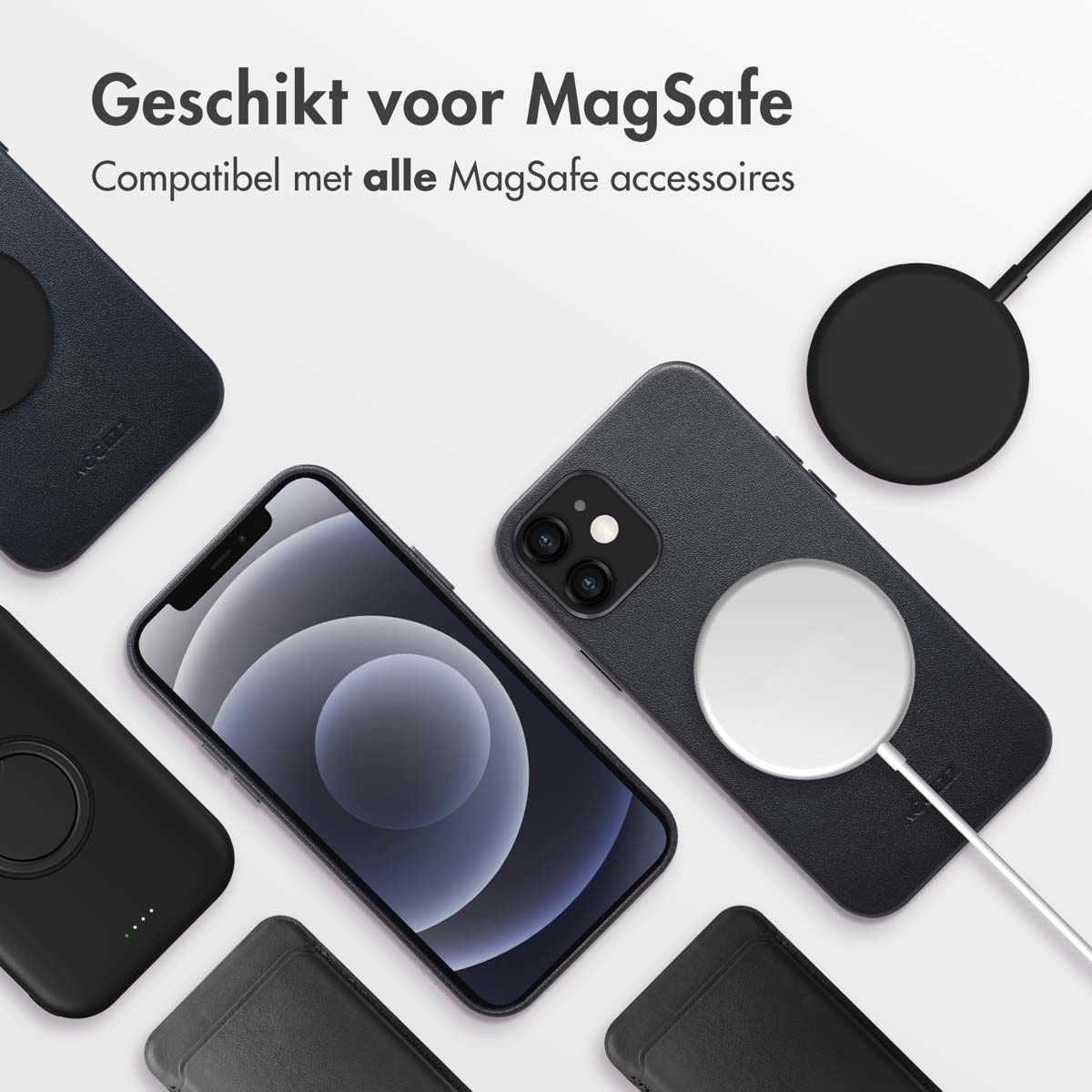 MagSafe Leather Backcover voor de iPhone 12 (Pro) - Onyx Black