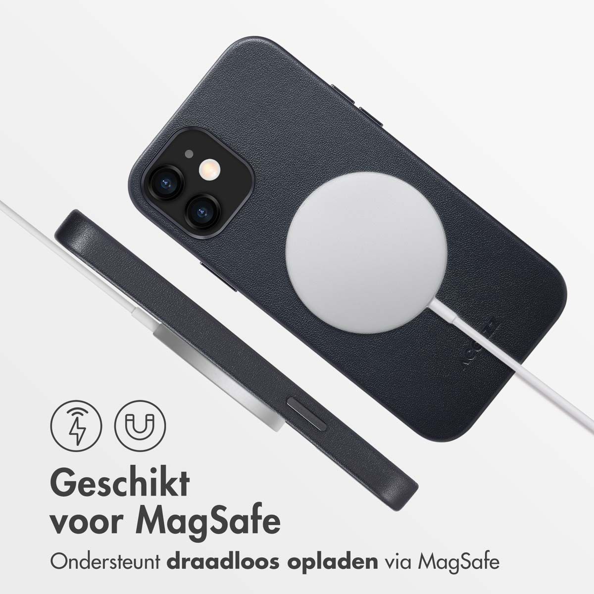 MagSafe Leather Backcover voor de iPhone 12 (Pro) - Onyx Black