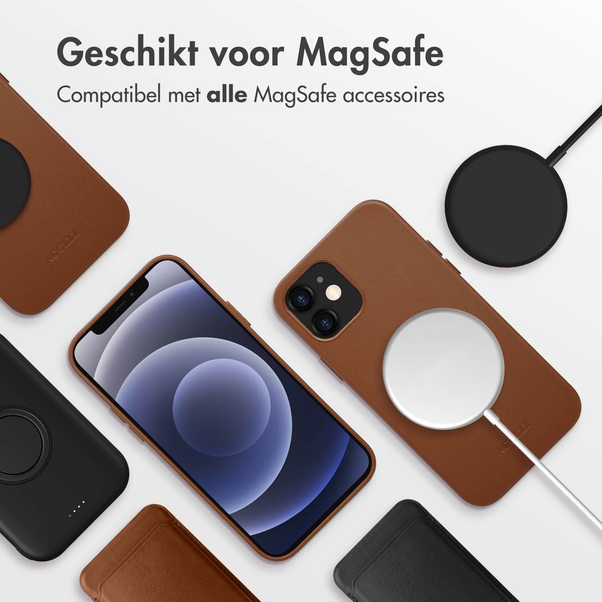 MagSafe Leather Backcover voor de iPhone 12 (Pro) - Sienna Brown