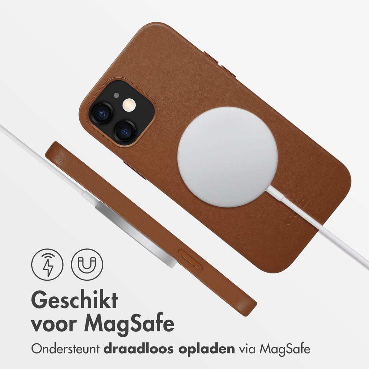 MagSafe Leather Backcover voor de iPhone 12 (Pro) - Sienna Brown