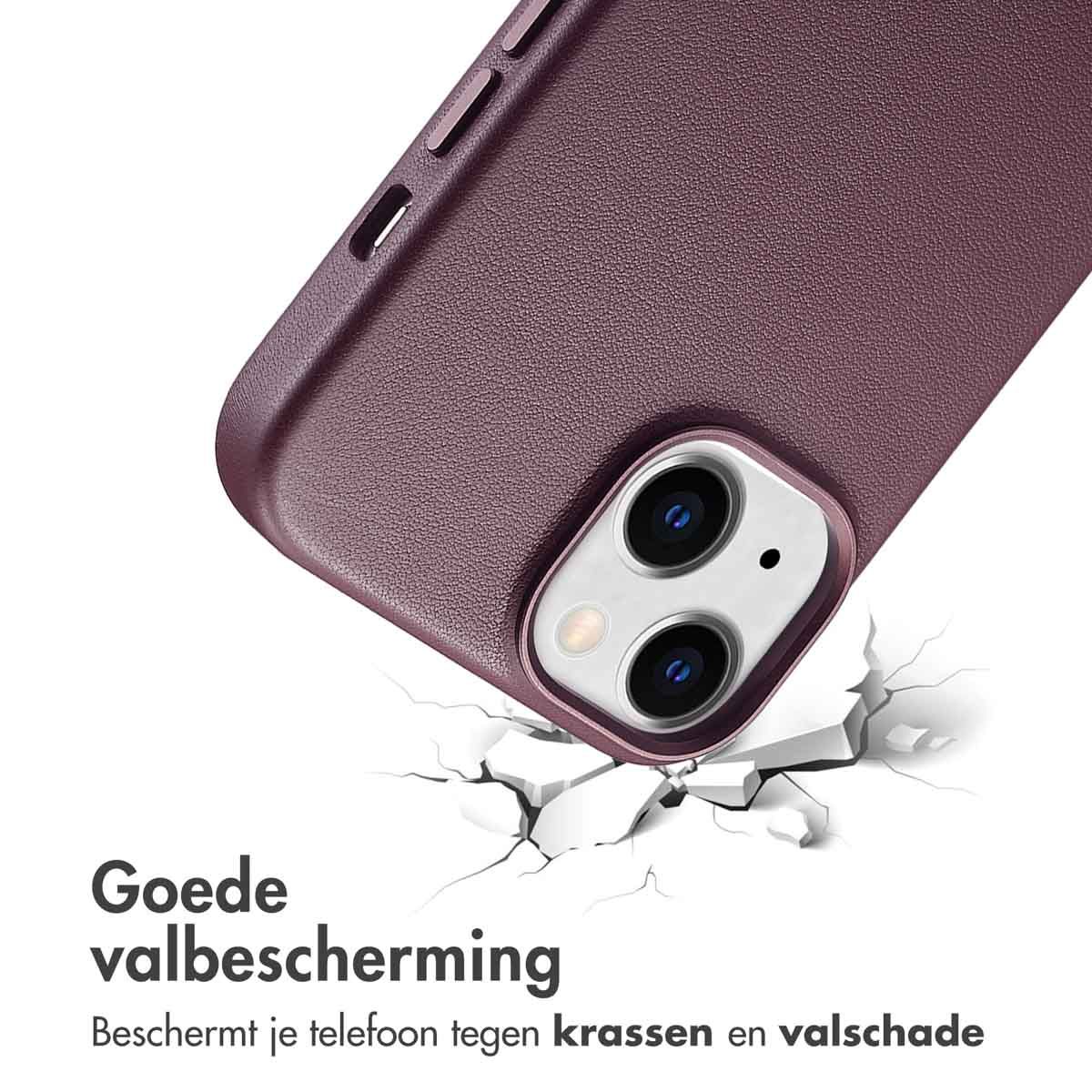 MagSafe Leather Backcover voor de iPhone 14 - Heath Purple