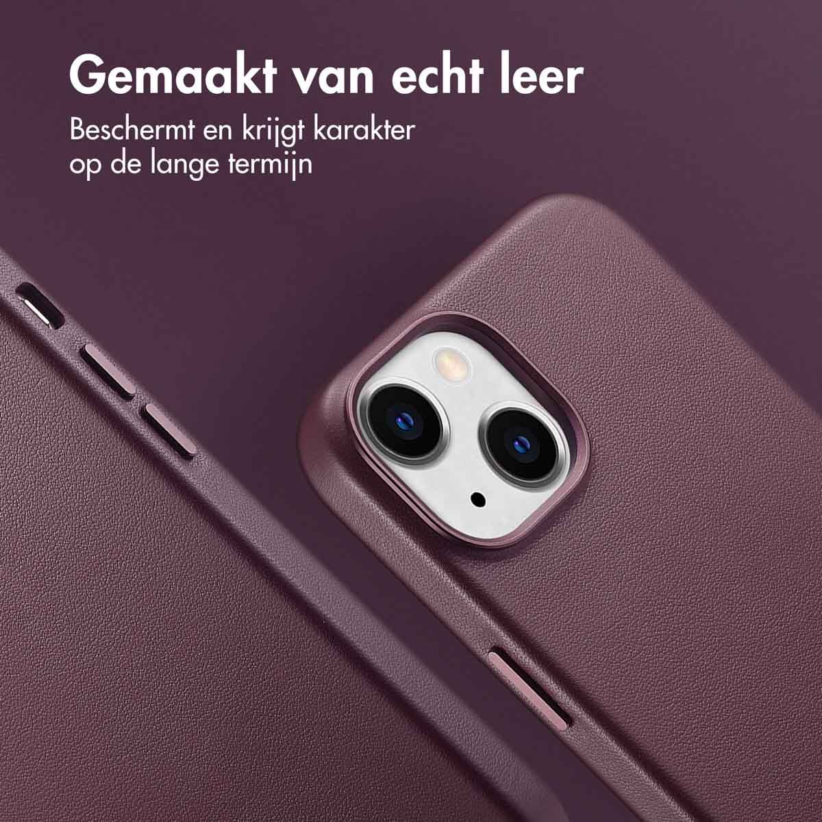 MagSafe Leather Backcover voor de iPhone 14 - Heath Purple