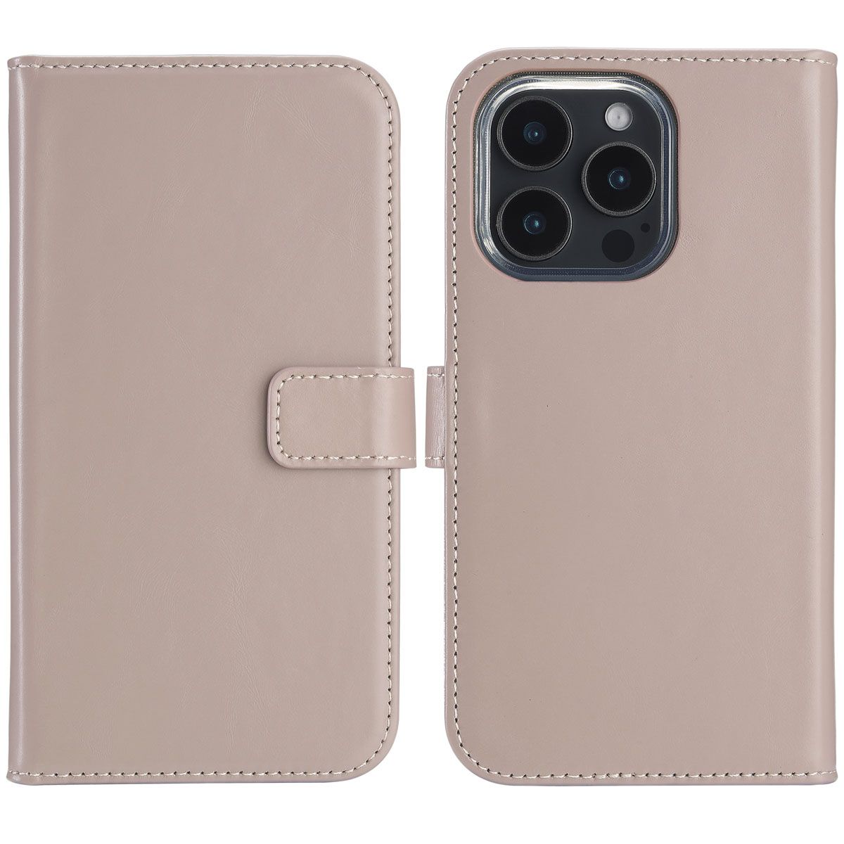 Echt Lederen Bookcase voor de iPhone 16 Pro - Dusty Pink