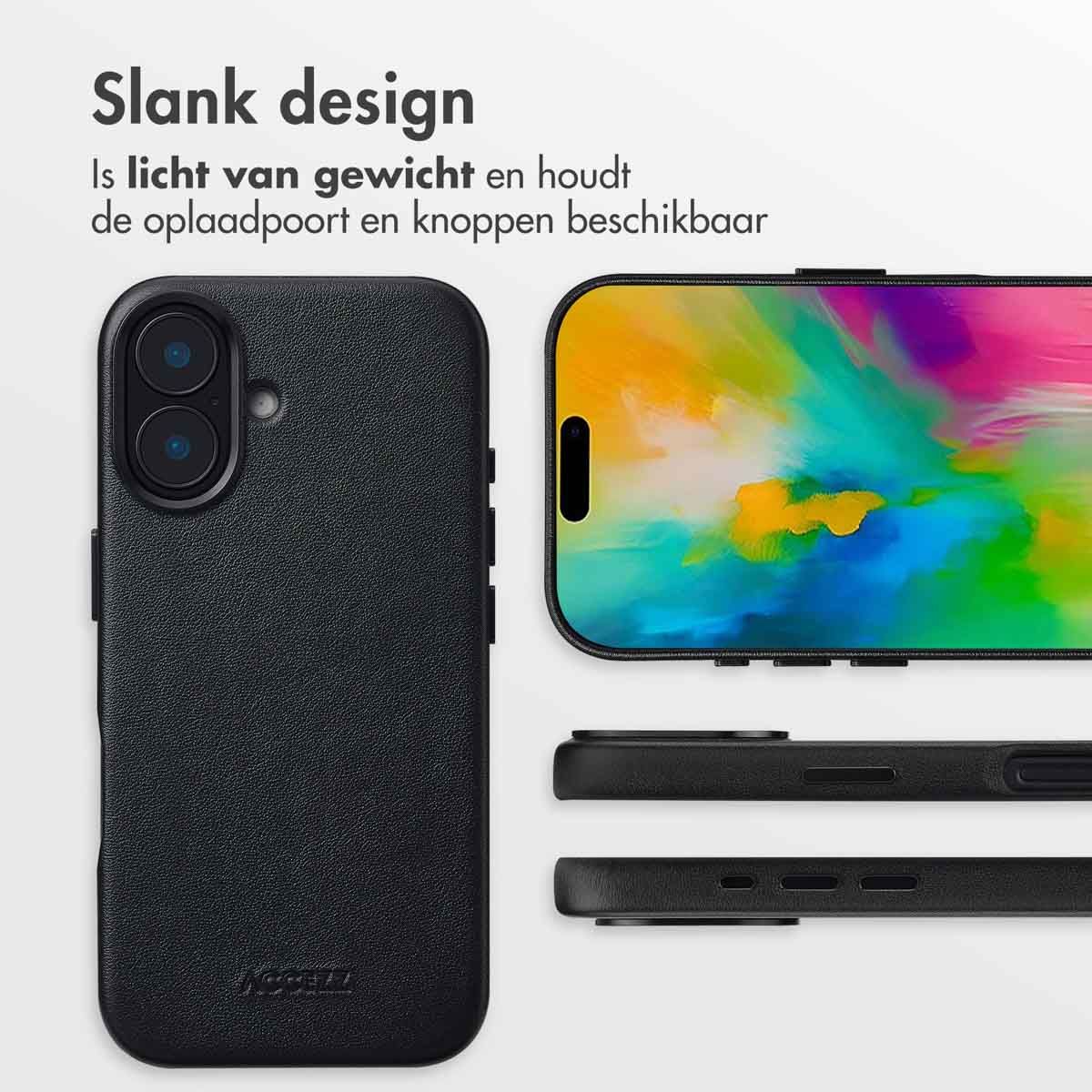 MagSafe Leather Backcover voor de iPhone 16 Pro - Onyx Black