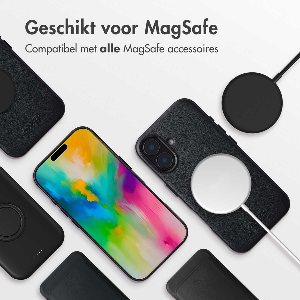 MagSafe Leather Backcover voor de iPhone 16 Pro - Onyx Black