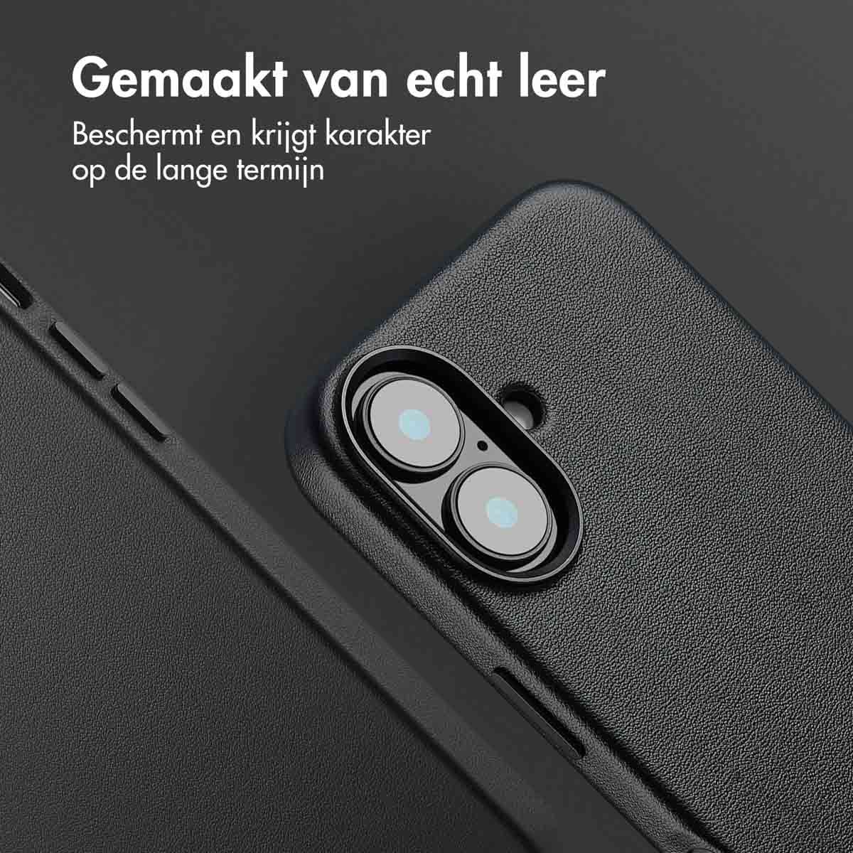 MagSafe Leather Backcover voor de iPhone 16 Pro - Onyx Black