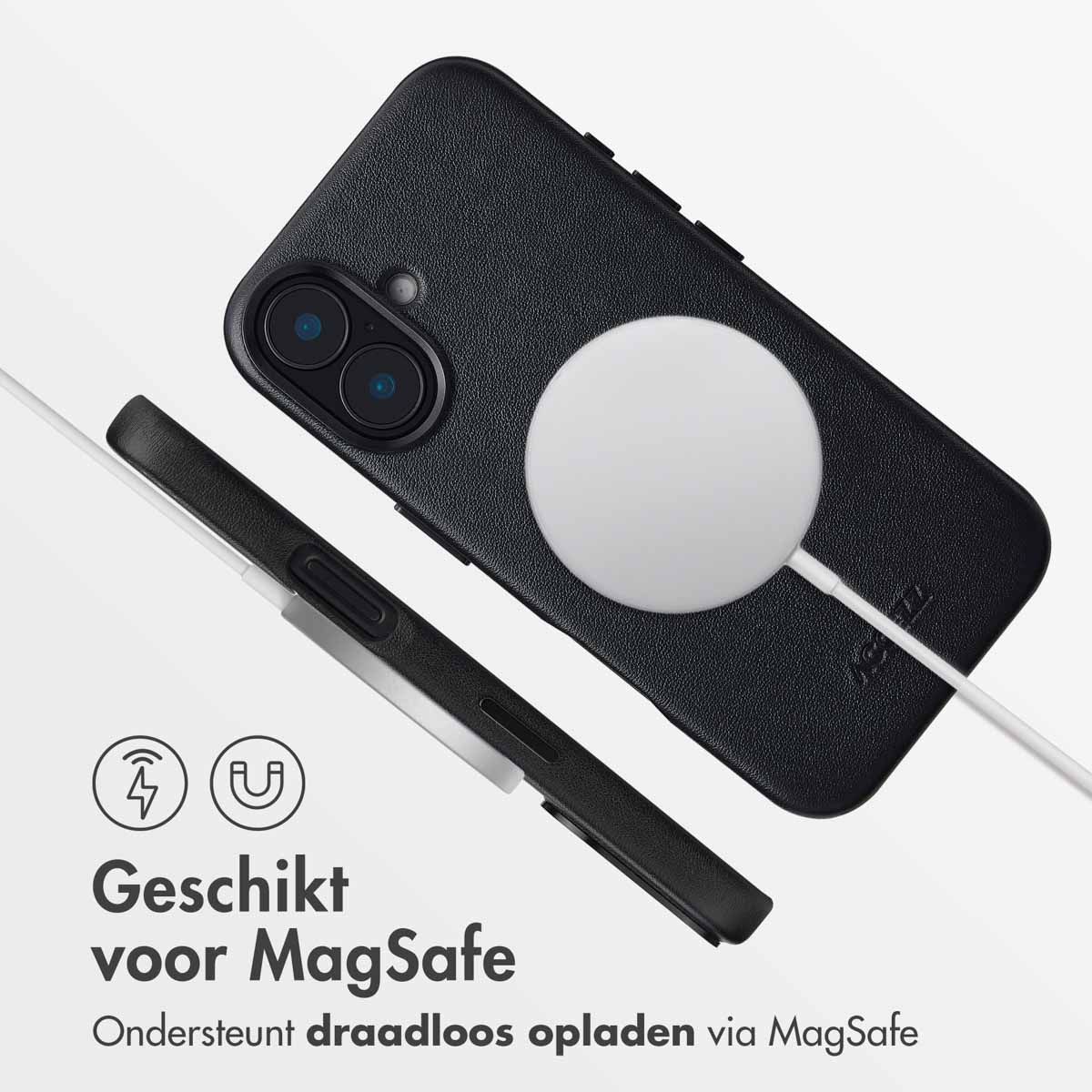 MagSafe Leather Backcover voor de iPhone 16 Pro - Onyx Black