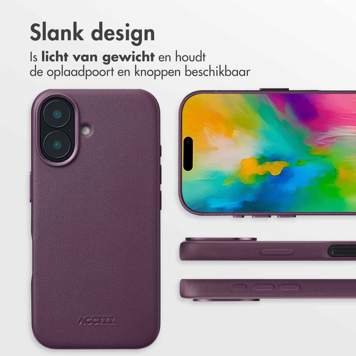 MagSafe Leather Backcover voor de iPhone 16 Pro Max - Heath Purple