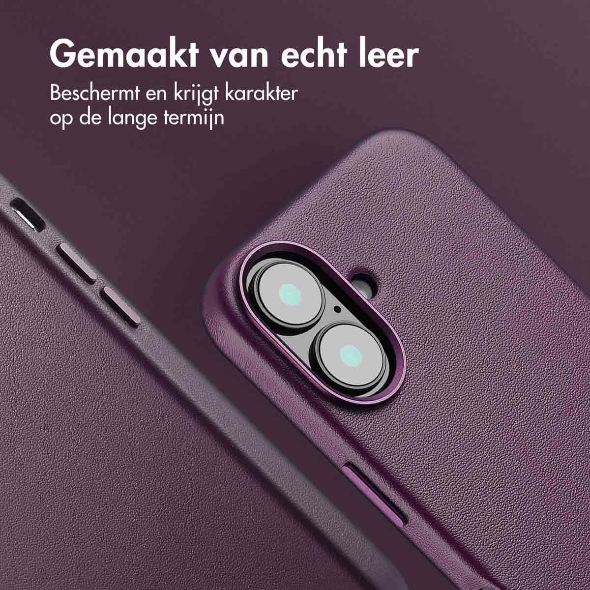 MagSafe Leather Backcover voor de iPhone 16 Pro Max - Heath Purple