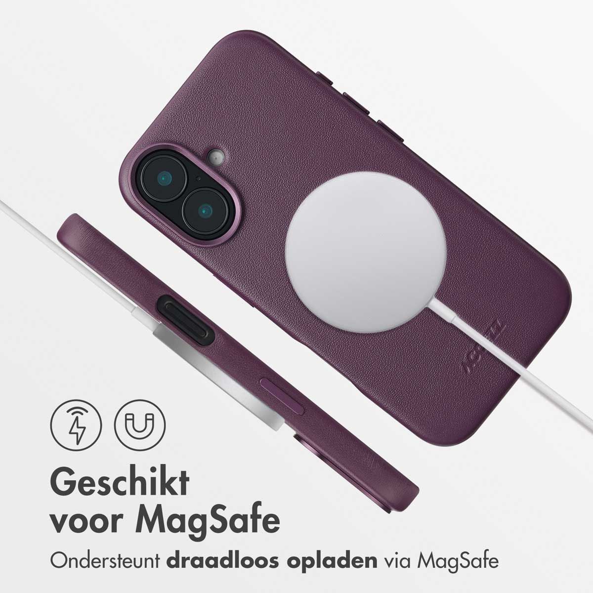 MagSafe Leather Backcover voor de iPhone 16 Pro Max - Heath Purple