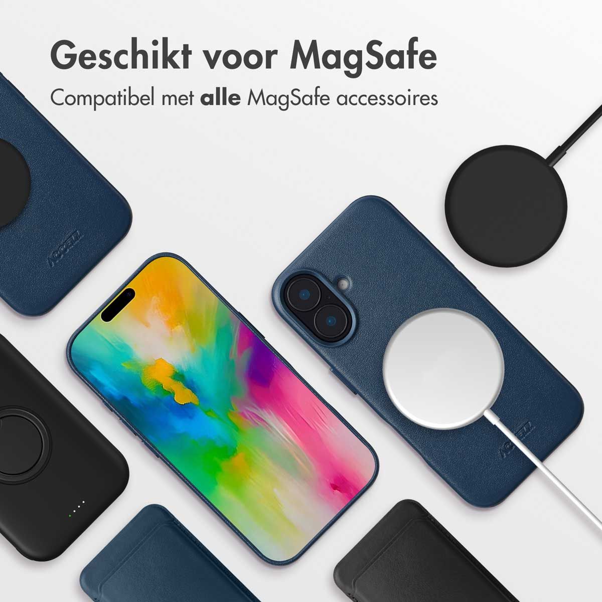 MagSafe Leather Backcover voor de iPhone 16 - Nightfall Blue