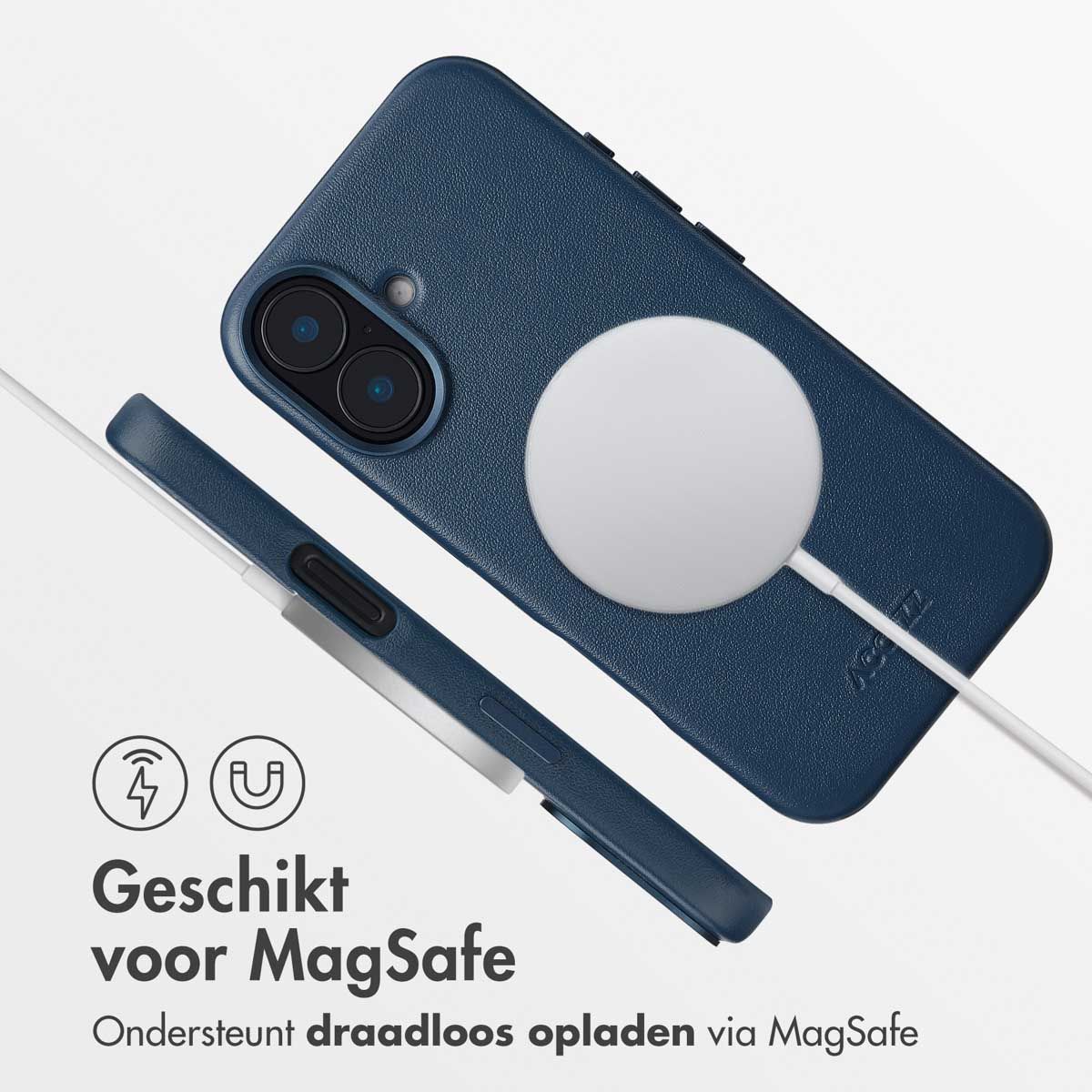 MagSafe Leather Backcover voor de iPhone 16 - Nightfall Blue