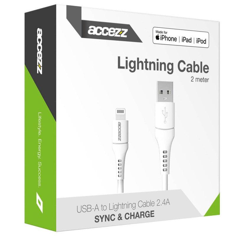 Accezz 2 pack Lightning naar USB kabel - MFi certificering - 2 meter - Wit