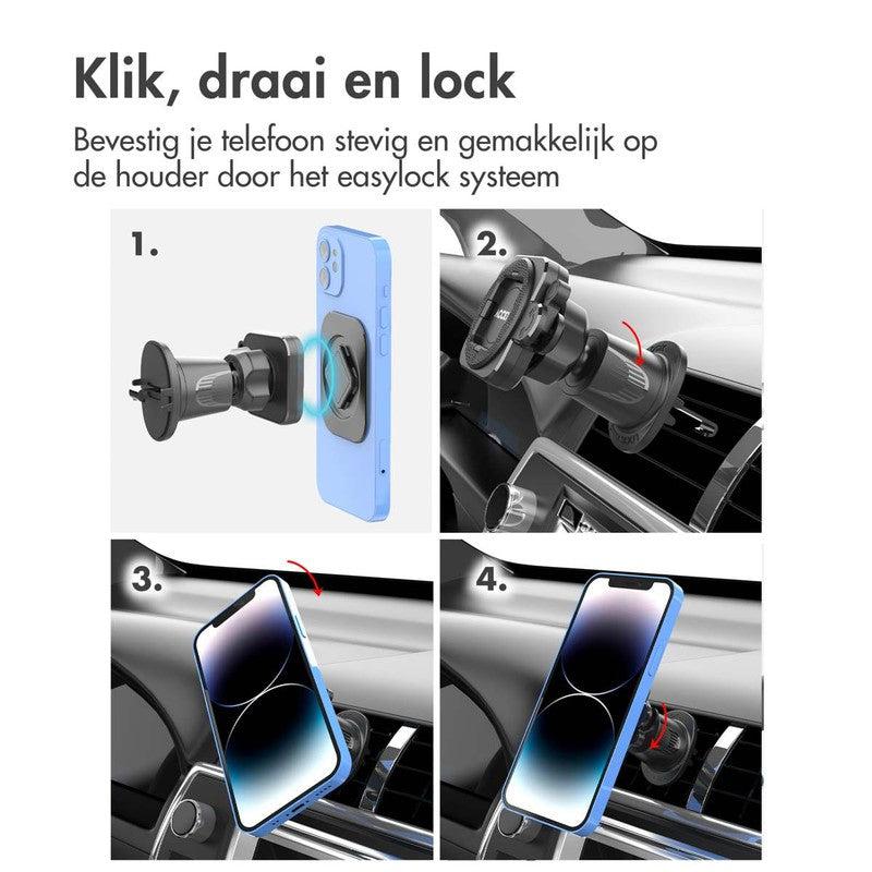 Accezz EasyLock telefoonhouder auto - inclusief hoesje voor je iPhone - Ventilatierooster - 360 graden draaibaar