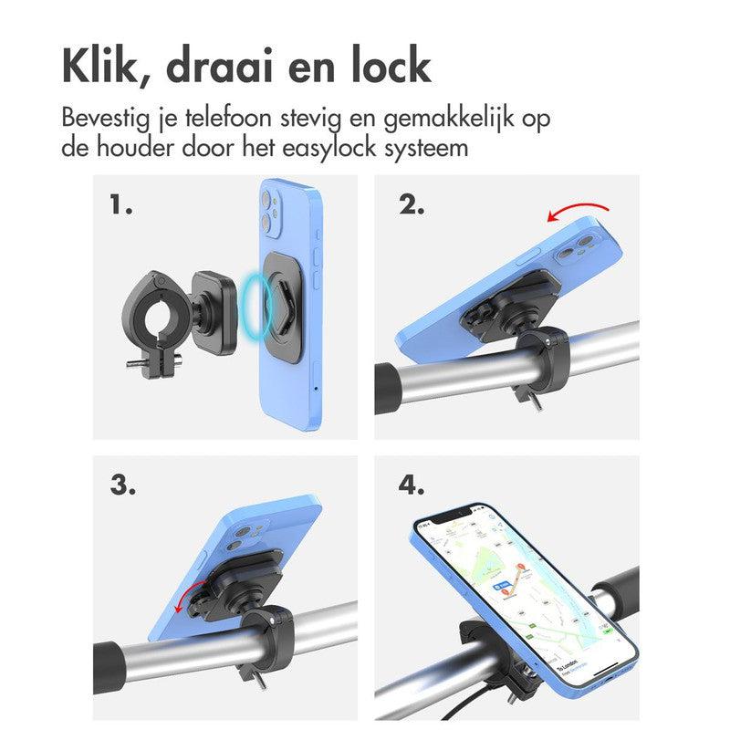 Accezz EasyLock telefoonhouder fiets - Universeel - Aluminium - 360 graden draaibaar