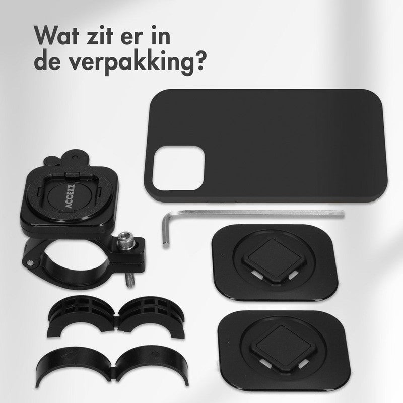 Accezz EasyLock telefoonhouder fiets - inclusief hoesje voor je iPhone - Aluminium - 360 graden draaibaar