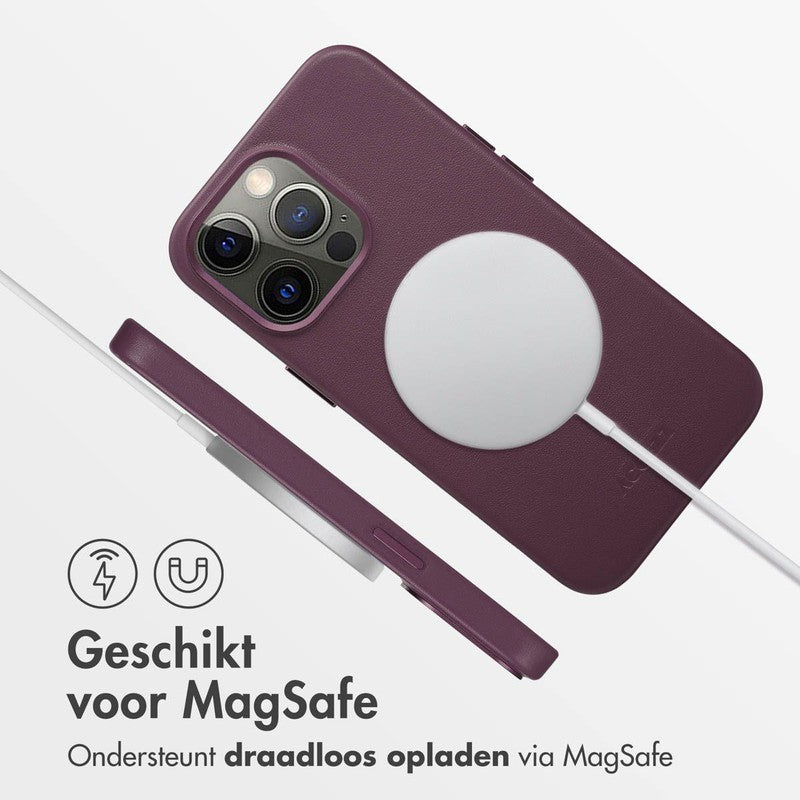 Accezz Leren Backcover met MagSafe - Heath Purple