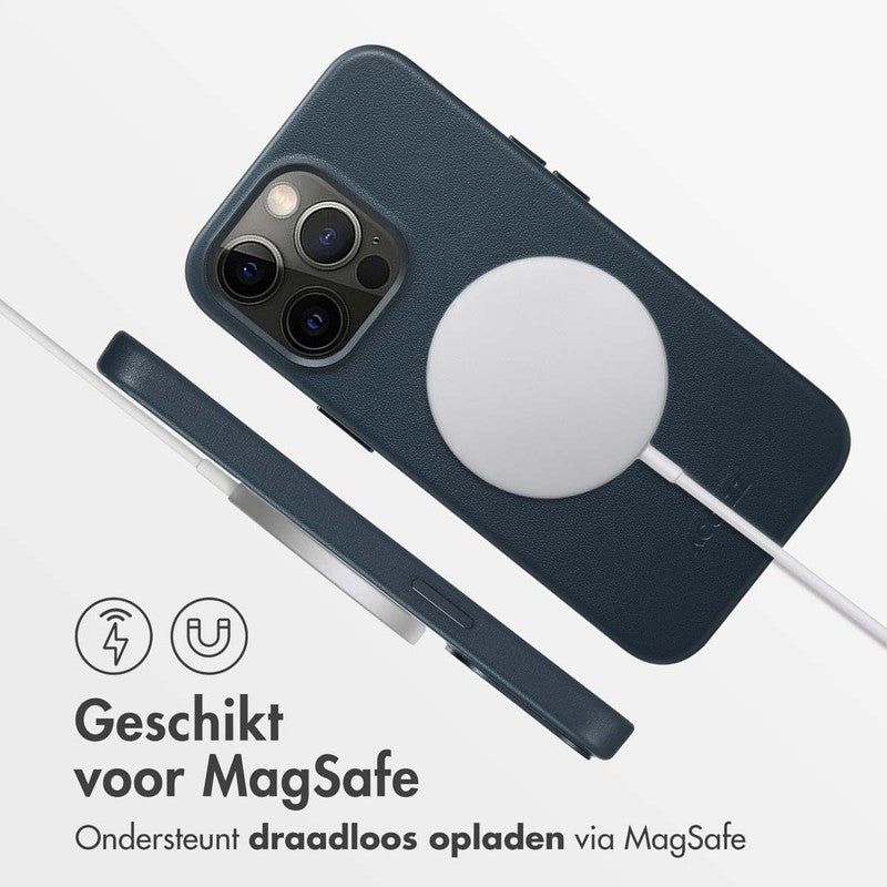 Accezz Leren Backcover met MagSafe - Nightfall Blue