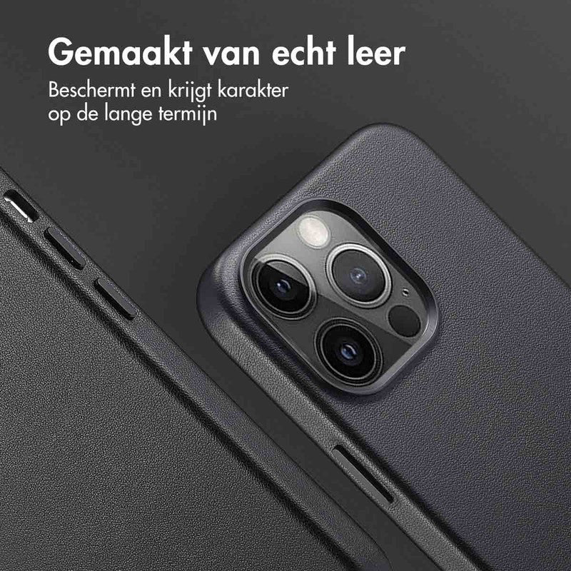 Accezz Leren Backcover met MagSafe - Onyx Black