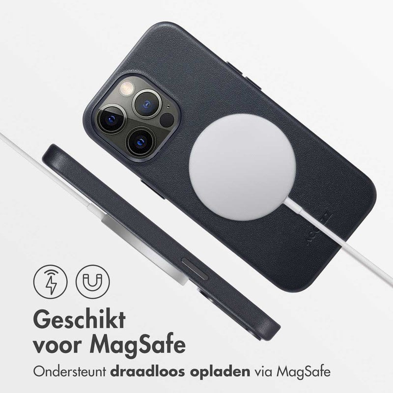 Accezz Leren Backcover met MagSafe - Onyx Black