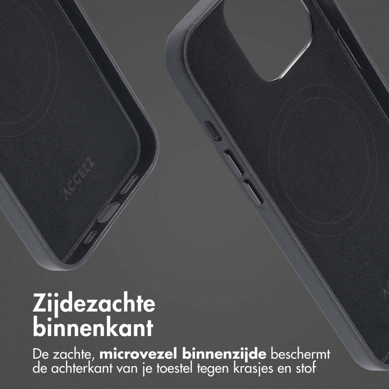 Accezz Leren Backcover met MagSafe - Onyx Black