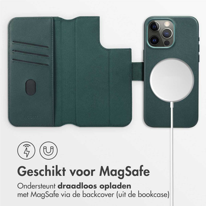 Accezz Leren Bookcase 2-in-1 met MagSafe - Cedar Green