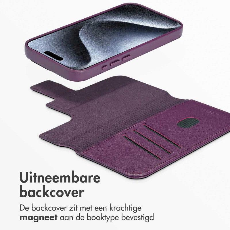 Accezz Leren Bookcase 2-in-1 met MagSafe - Heath Purple