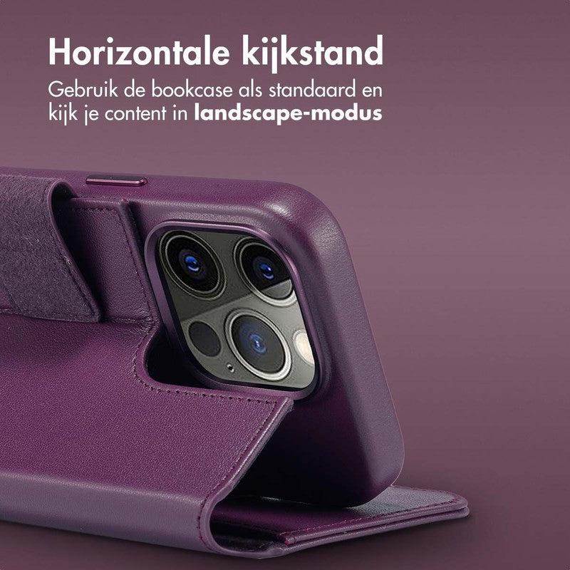 Accezz Leren Bookcase 2-in-1 met MagSafe - Heath Purple