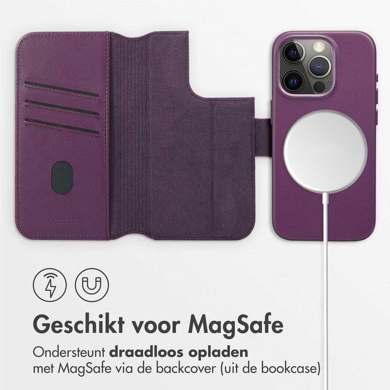 Accezz Leren Bookcase 2-in-1 met MagSafe - Heath Purple