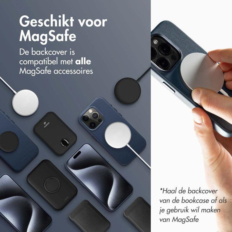 Accezz Leren Bookcase 2-in-1 met MagSafe - Nightfall Blue