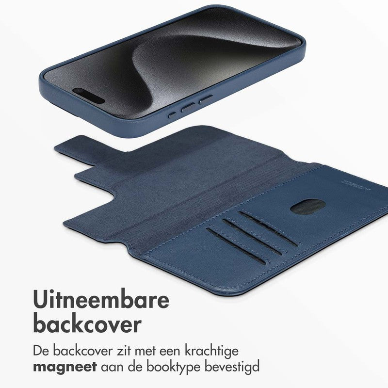 Accezz Leren Bookcase 2-in-1 met MagSafe - Nightfall Blue