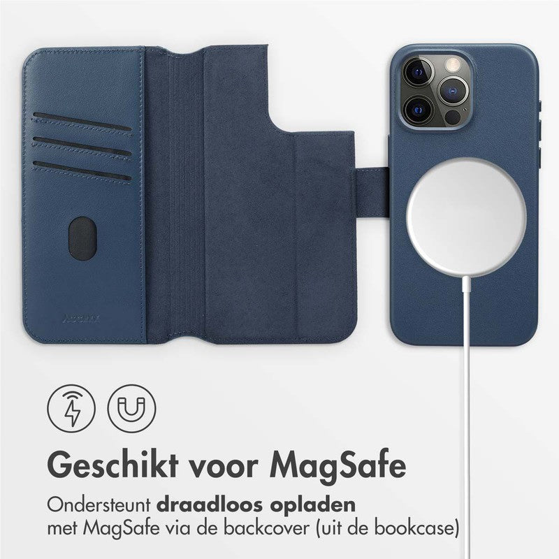 Accezz Leren Bookcase 2-in-1 met MagSafe - Nightfall Blue