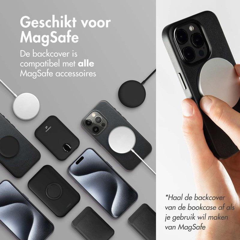 Accezz Leren Bookcase 2-in-1 met MagSafe - Onyx Black