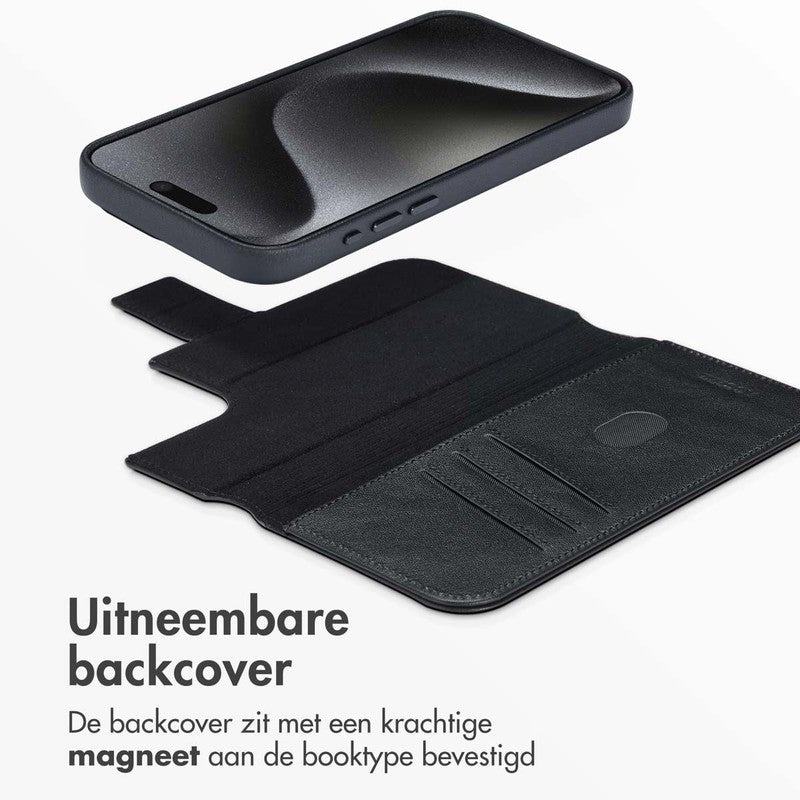 Accezz Leren Bookcase 2-in-1 met MagSafe - Onyx Black