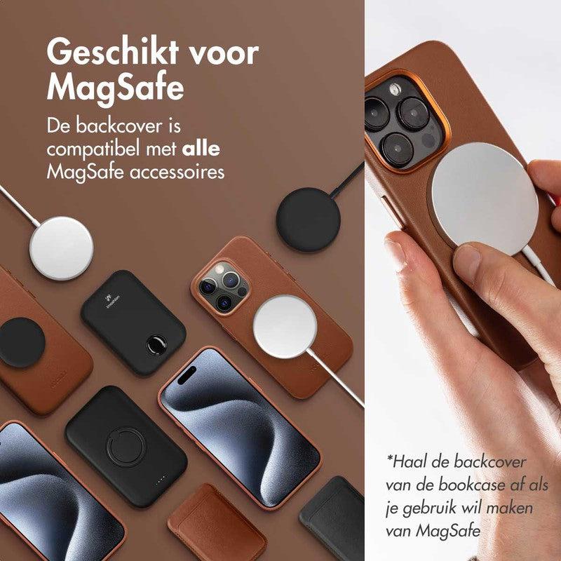 Accezz Leren Bookcase 2-in-1 met MagSafe - Sienna Brown