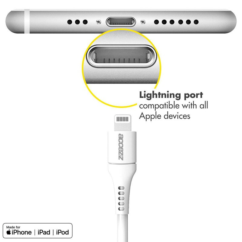 Accezz Lightning naar USB kabel - MFi certificering - 0,2 meter - Wit