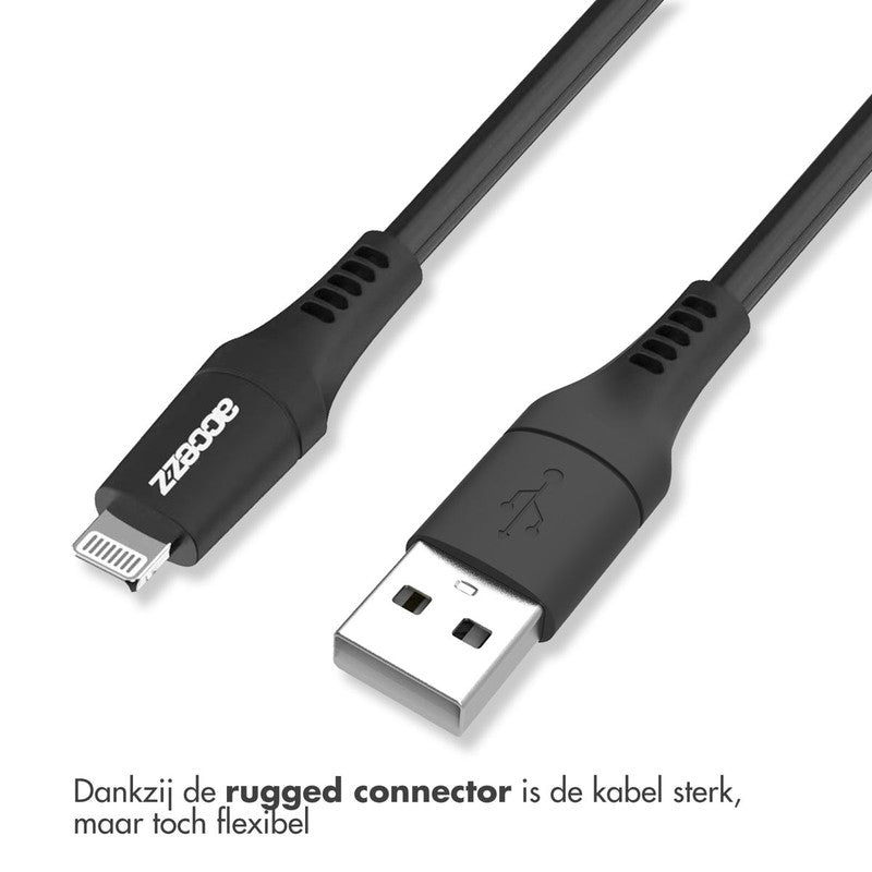 Accezz Lightning naar USB kabel - MFi certificering - 1 meter - Zwart