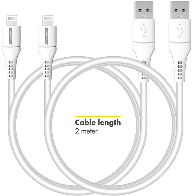 Accezz 2 pack Lightning naar USB kabel - MFi certificering - 2 meter - Wit