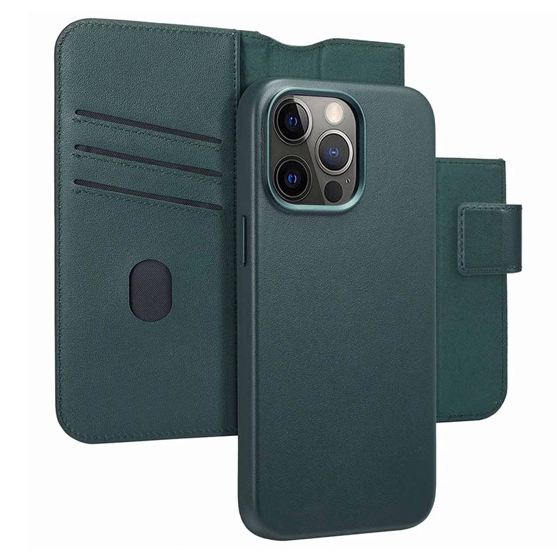 Coque en cuir authentique 2-en-1 pour iPhone - Vert Cèdre