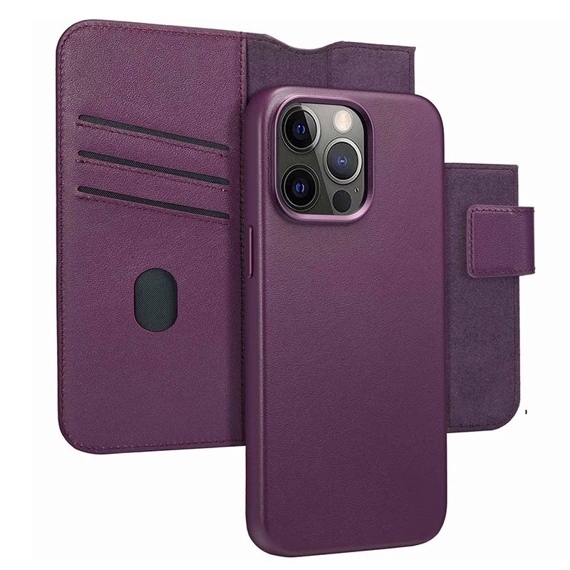 Coque en cuir authentique 2-en-1 pour iPhone - Violet Heath