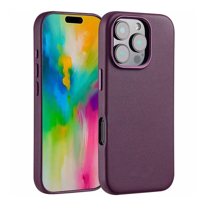 Luxe Echt Leren iPhone Backcover - Heath Purple