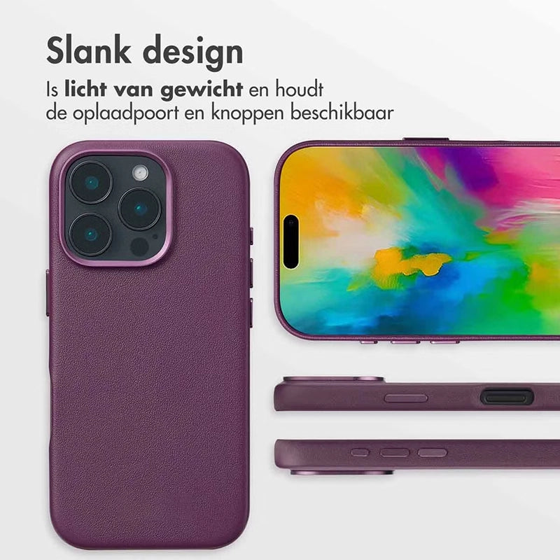 Luxury Genuine Leather iPhone Back Cover - Heath Purple