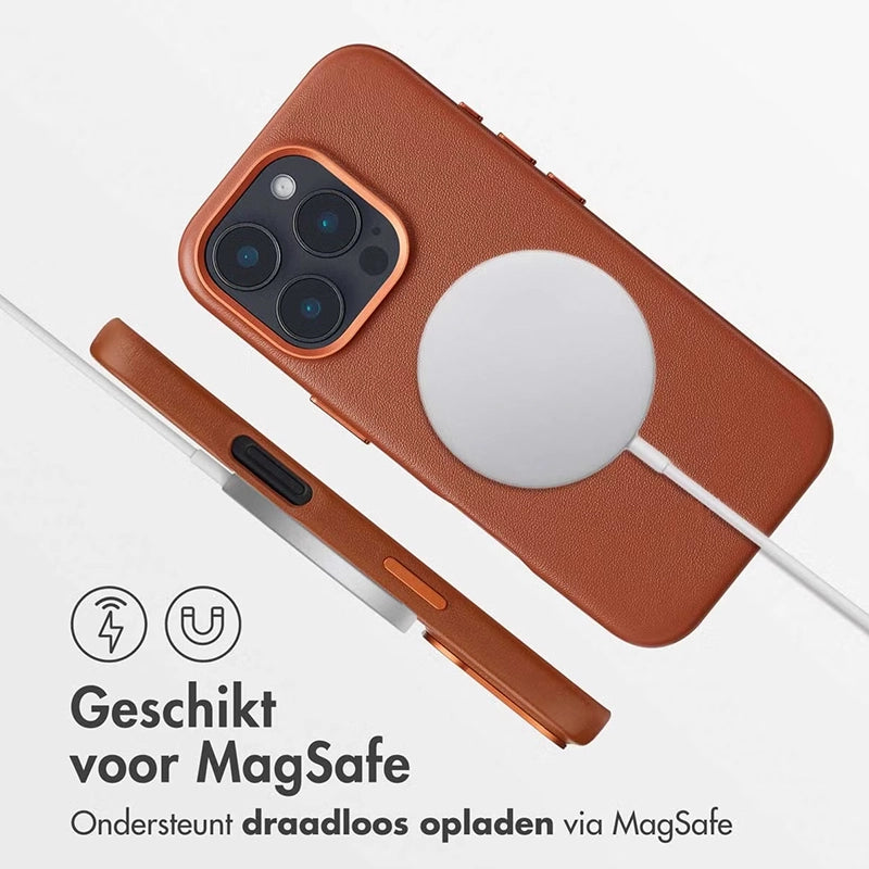 Luxe echt Leren iPhone Backcover - Sienna Brown