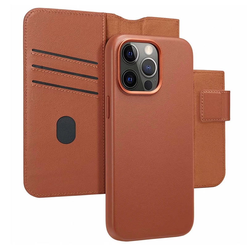 Authentische 2-in-1 Lederhülle für iPhone - Sienna Brown