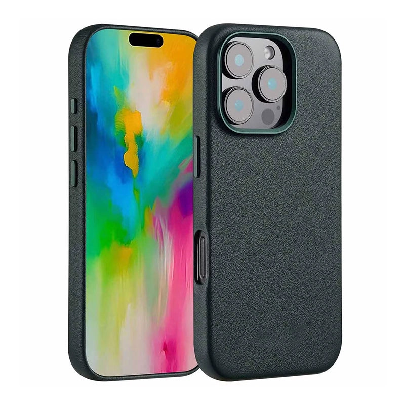 Luxus-Echtes Leder iPhone Backcover – Cedar Green